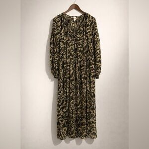 H&M Olive and Brown Patterned Swim Coverup